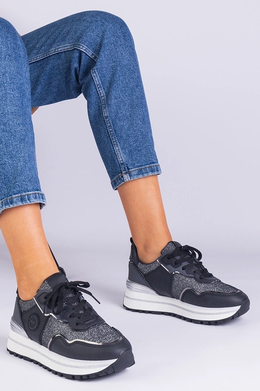 Schwarze Damen-Sneaker mit Glitzer... Schwarze Damen-Sneaker mit Glitzer...