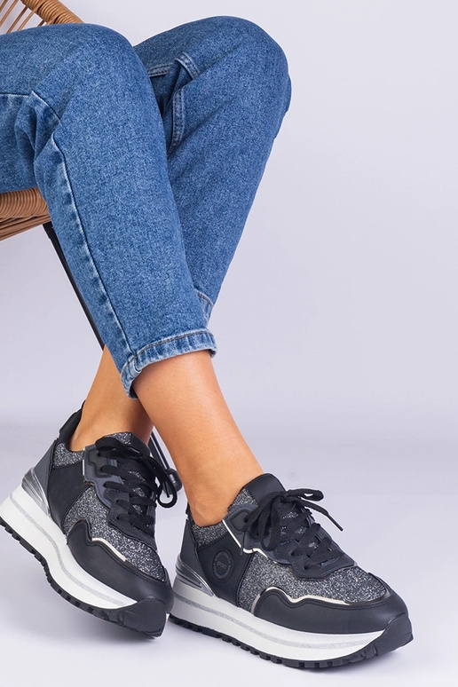 Schwarze Damen-Sneaker mit Glitzer... Schwarze Damen-Sneaker mit Glitzer...