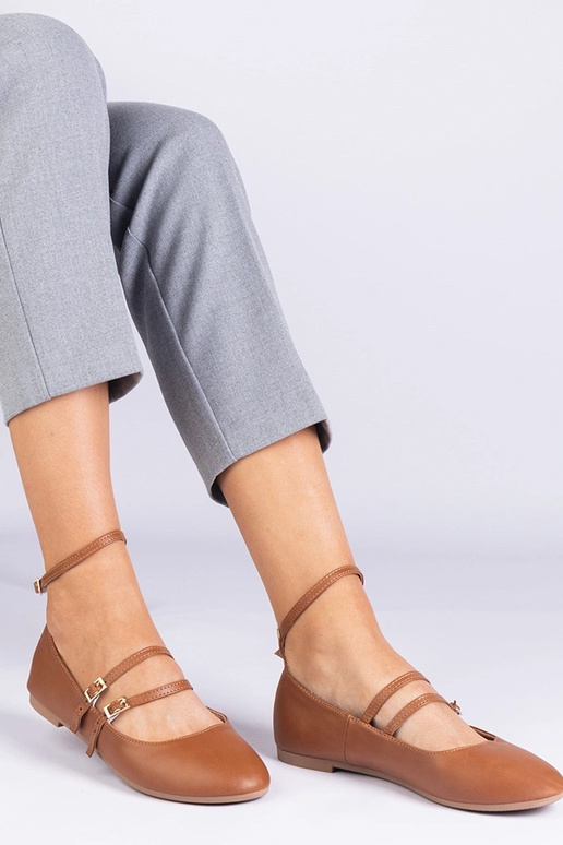 Braune Ballerinas aus Kunstleder mit...