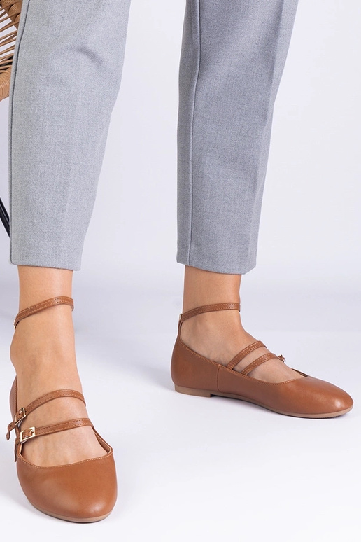 Braune Ballerinas aus Kunstleder mit...