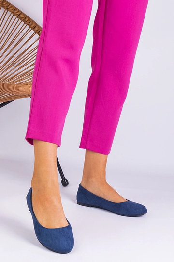 Marineblaue Damenballerinas mit Schleife, Wildleder Ingera