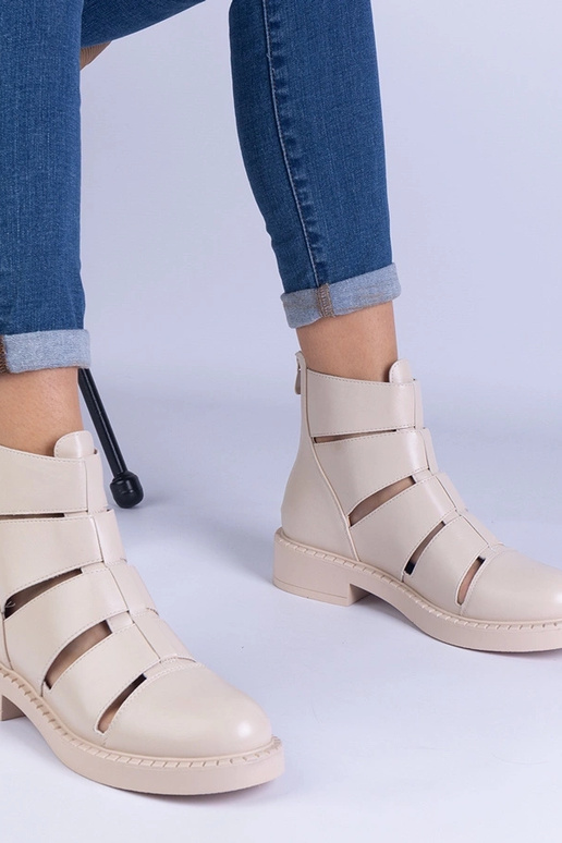 Beige Stiefel aus Ökoleder mit...