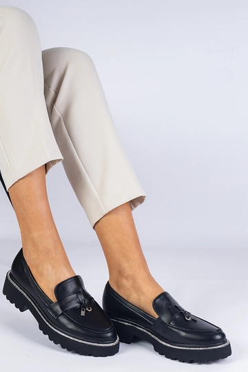 Schwarze Damen-Loafer mit...