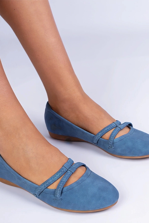 Blaue Damen-Ballerinas aus mattem...