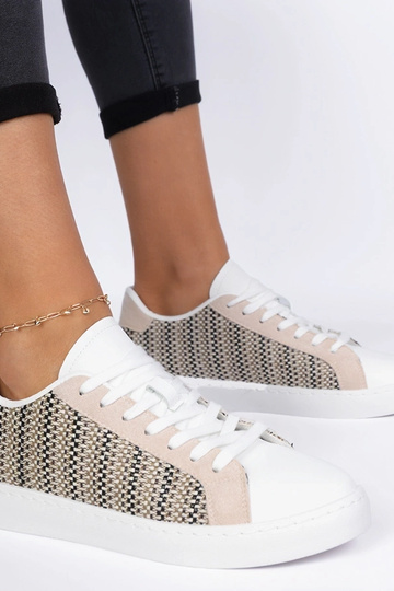 Beige Damen-Sneakers aus Stoff Bellisio