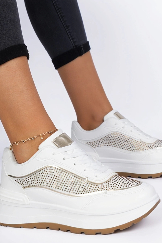 Weiße Damen-Sneakers mit Zirkonia Fucco Weiße Damen-Sneakers mit Zirkonia Fucco
