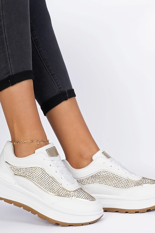 Weiße Damen-Sneakers mit Zirkonia Fucco Weiße Damen-Sneakers mit Zirkonia Fucco