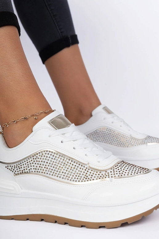 Weiße Damen-Sneakers mit Zirkonia Fucco Weiße Damen-Sneakers mit Zirkonia Fucco