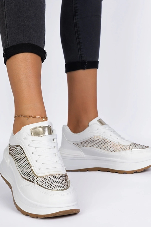 Weiße Damen-Sneakers mit Zirkonia Fucco Weiße Damen-Sneakers mit Zirkonia Fucco
