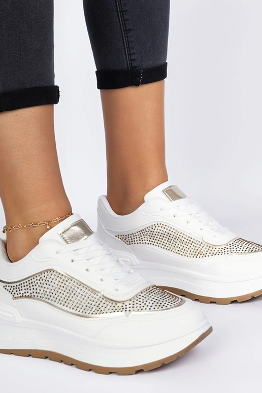 Weiße Damen-Sneakers mit Zirkonia Fucco Weiße Damen-Sneakers mit Zirkonia Fucco