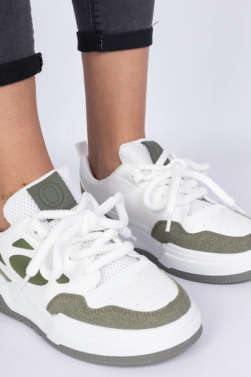 Grüne Damen-Sneakers mit dicken Schnürsenkeln Alpacco