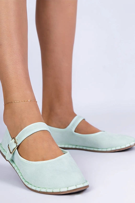 Grüne Damen-Ballerinas mit Verschluss...