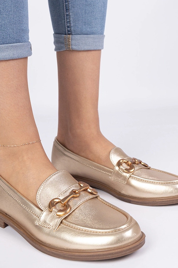 Goldene Damenmokassins mit... 2