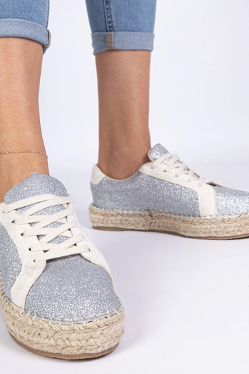 Silberne Damen-Espadrilles mit Glitzer Taredo