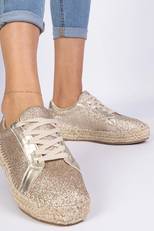 Goldene Damen-Espadrilles mit Glitzer...
