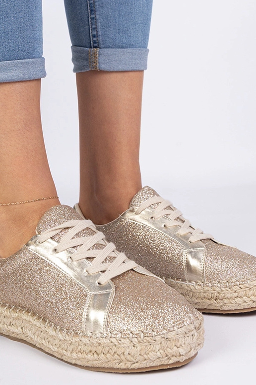 Goldene Damen-Espadrilles mit Glitzer...