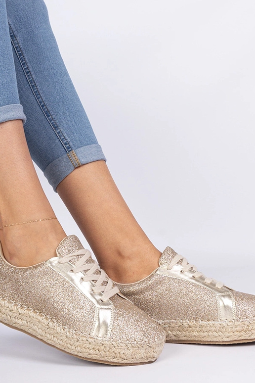 Goldene Damen-Espadrilles mit Glitzer...