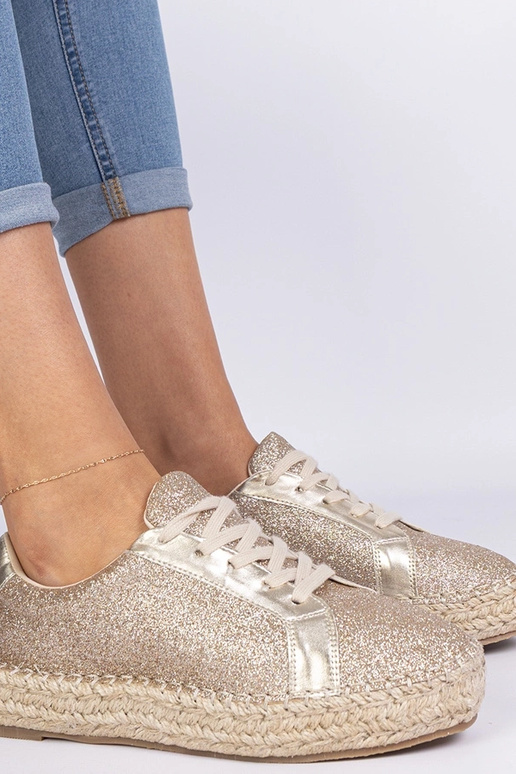 Goldene Damen-Espadrilles mit Glitzer...