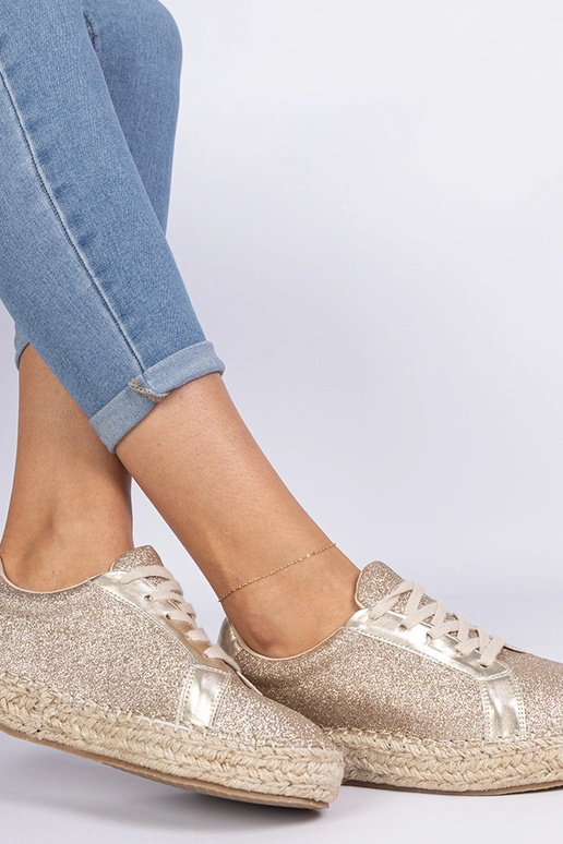 Goldene Damen-Espadrilles mit Glitzer...