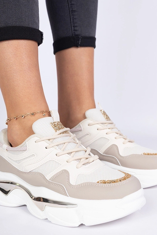 Beige Damen-Sneakers mit Glitzer Prutto Beige Damen-Sneakers mit Glitzer Prutto