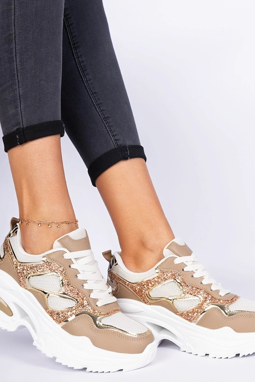 Braune Damen-Sneakers mit Glitzer... Braune Damen-Sneakers mit Glitzer...