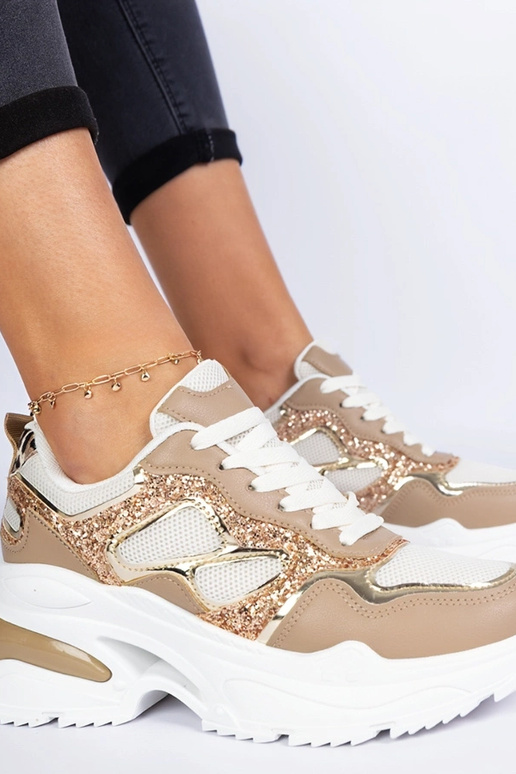 Braune Damen-Sneakers mit Glitzer... Braune Damen-Sneakers mit Glitzer...