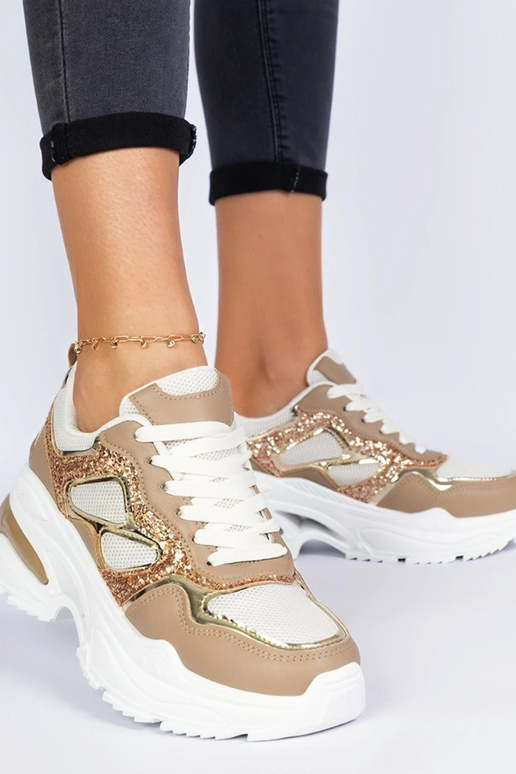 Braune Damen-Sneakers mit Glitzer... Braune Damen-Sneakers mit Glitzer...