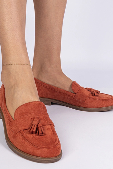 Orange Damenmokassins aus...