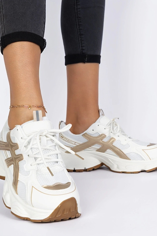 Beige Damensneaker auf massiver Sohle...