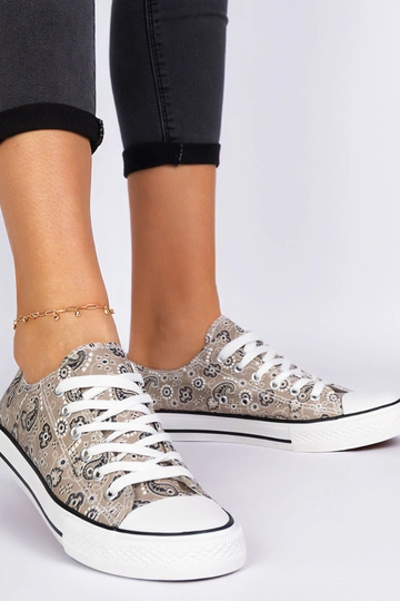 Braune Damen-Stoffschuhe im Aztekenstil Kalusa 2