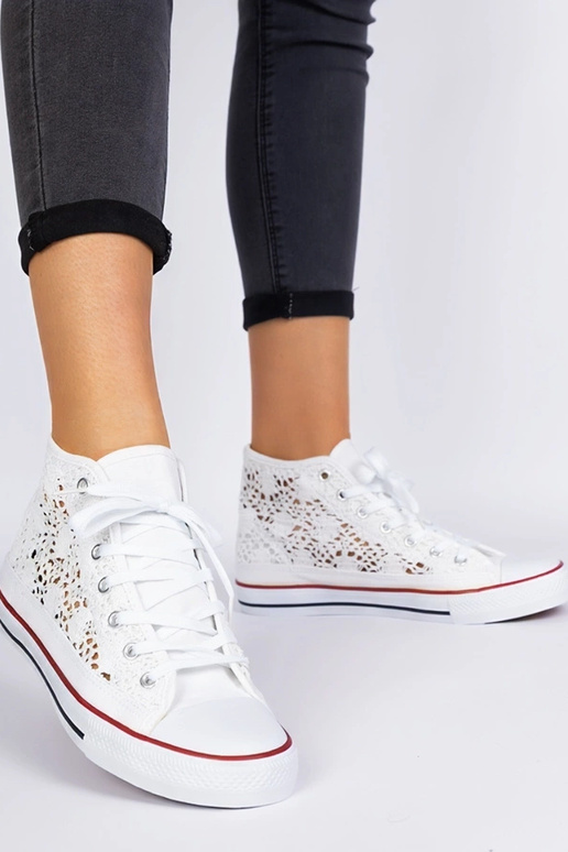 Lesli weiße Damen-Sneaker mit Lochmuster Lesli weiße Damen-Sneaker mit Lochmuster