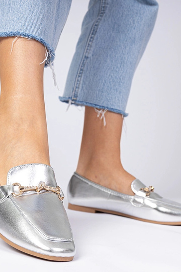 Silberne Mokassins mit... 2