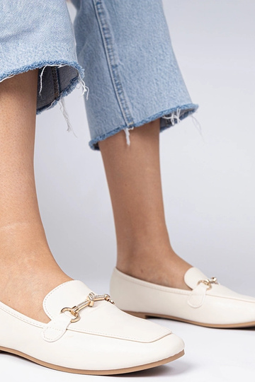 Beige Mokassins mit...