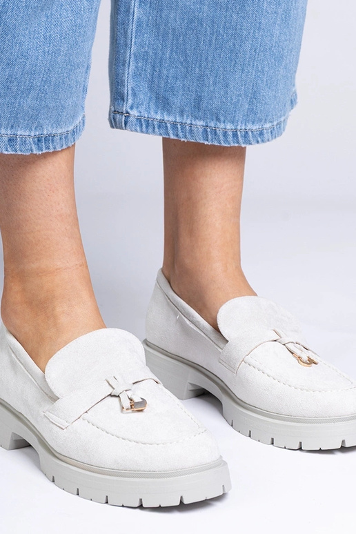 Graue elegante Mokassins aus Eko-Samt... Graue elegante Mokassins aus Eko-Samt...