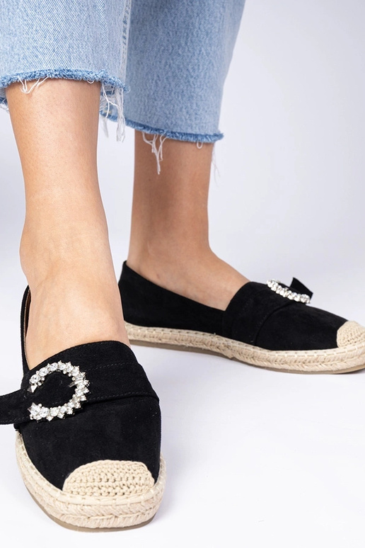 Schwarze Espadrilles mit Zirkonia Maruta