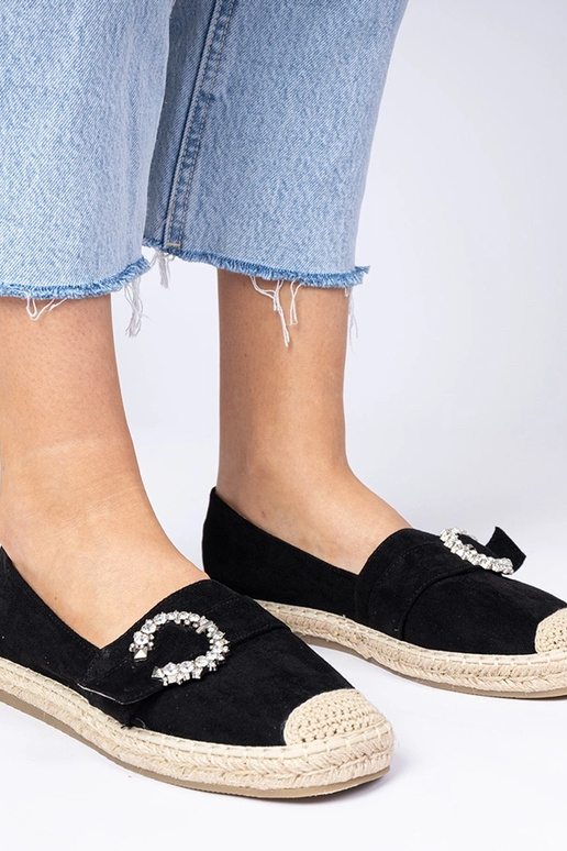 Schwarze Espadrilles mit Zirkonia Maruta