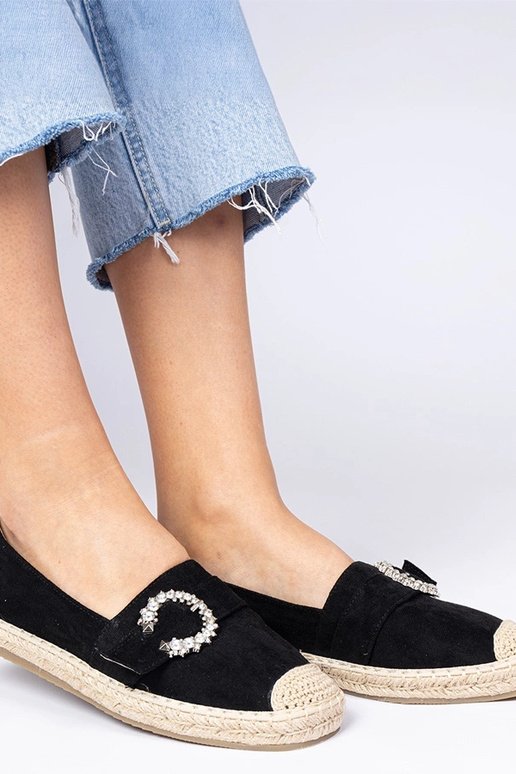 Schwarze Espadrilles mit Zirkonia Maruta