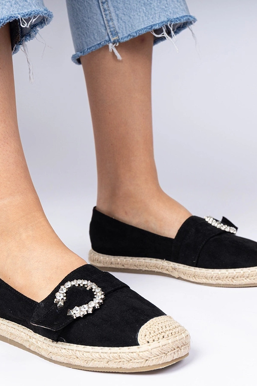 Schwarze Espadrilles mit Zirkonia Maruta