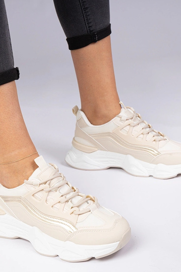 Beige Damen-Sneakers mit...