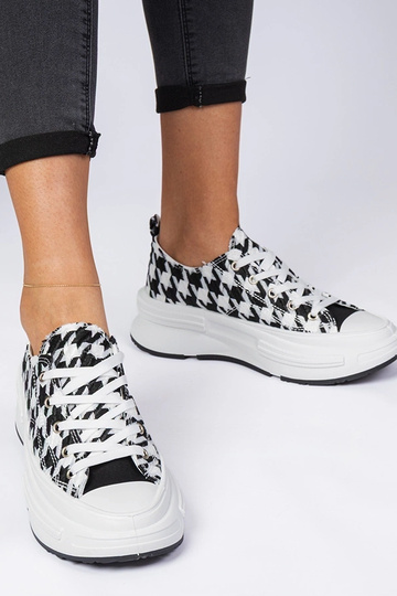 Weiß-schwarze Damen-Sneakers aus Stoff Katerin