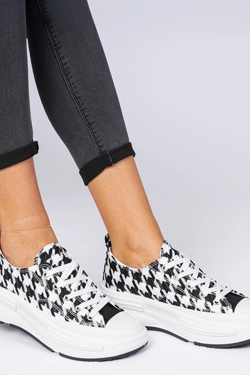 Weiß-schwarze Damen-Sneakers aus Stoff Katerin 2