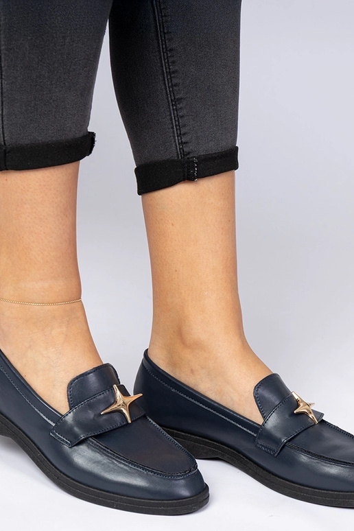 Dunkelblaue Damenmokassins mit... Dunkelblaue Damenmokassins mit...