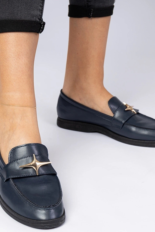 Dunkelblaue Damenmokassins mit... Dunkelblaue Damenmokassins mit...