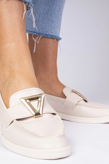 Beige Damenmokassins mit... 2