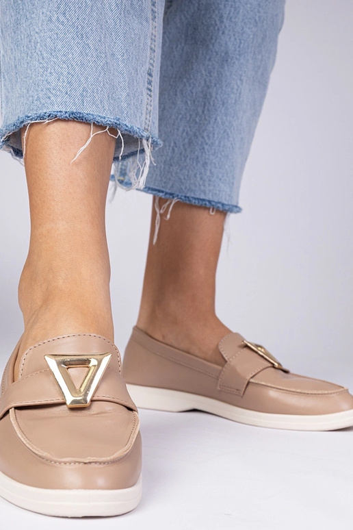 Dunkelbeige Damenmokassins mit... Dunkelbeige Damenmokassins mit...