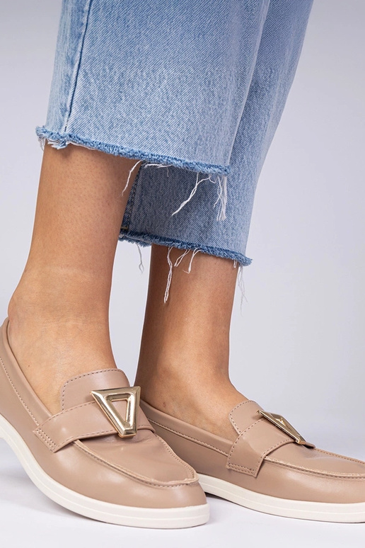 Dunkelbeige Damenmokassins mit... Dunkelbeige Damenmokassins mit...