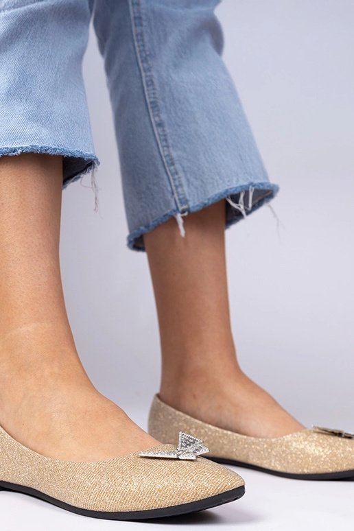 Goldene Damenbalerinas mit Glitzer...