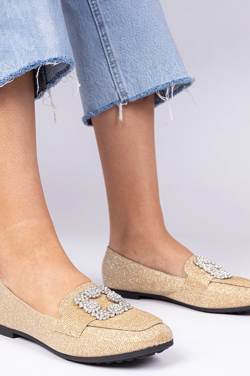 Goldene Glitzer-Mokassins mit... Goldene Glitzer-Mokassins mit...