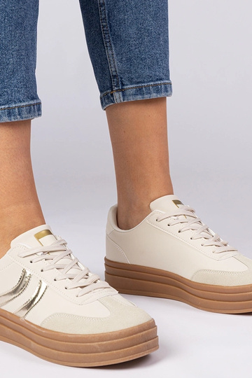 Beige Damen-Sneaker mit...