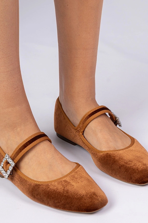 Braune Damen Velours Ballerinas mit... Braune Damen Velours Ballerinas mit...